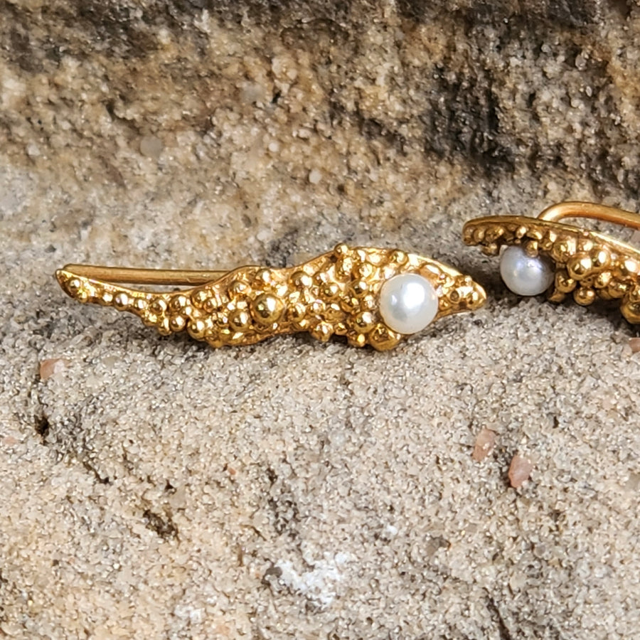 Nausznice Seafoam Pearl pozłacane
